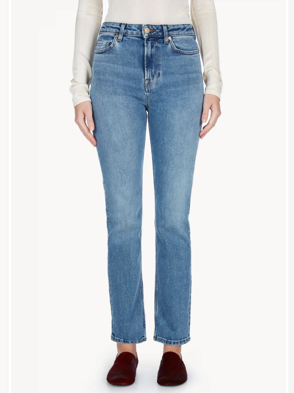 TOVE Mid Wash High-Rise Straight Leg Jeans - Blue